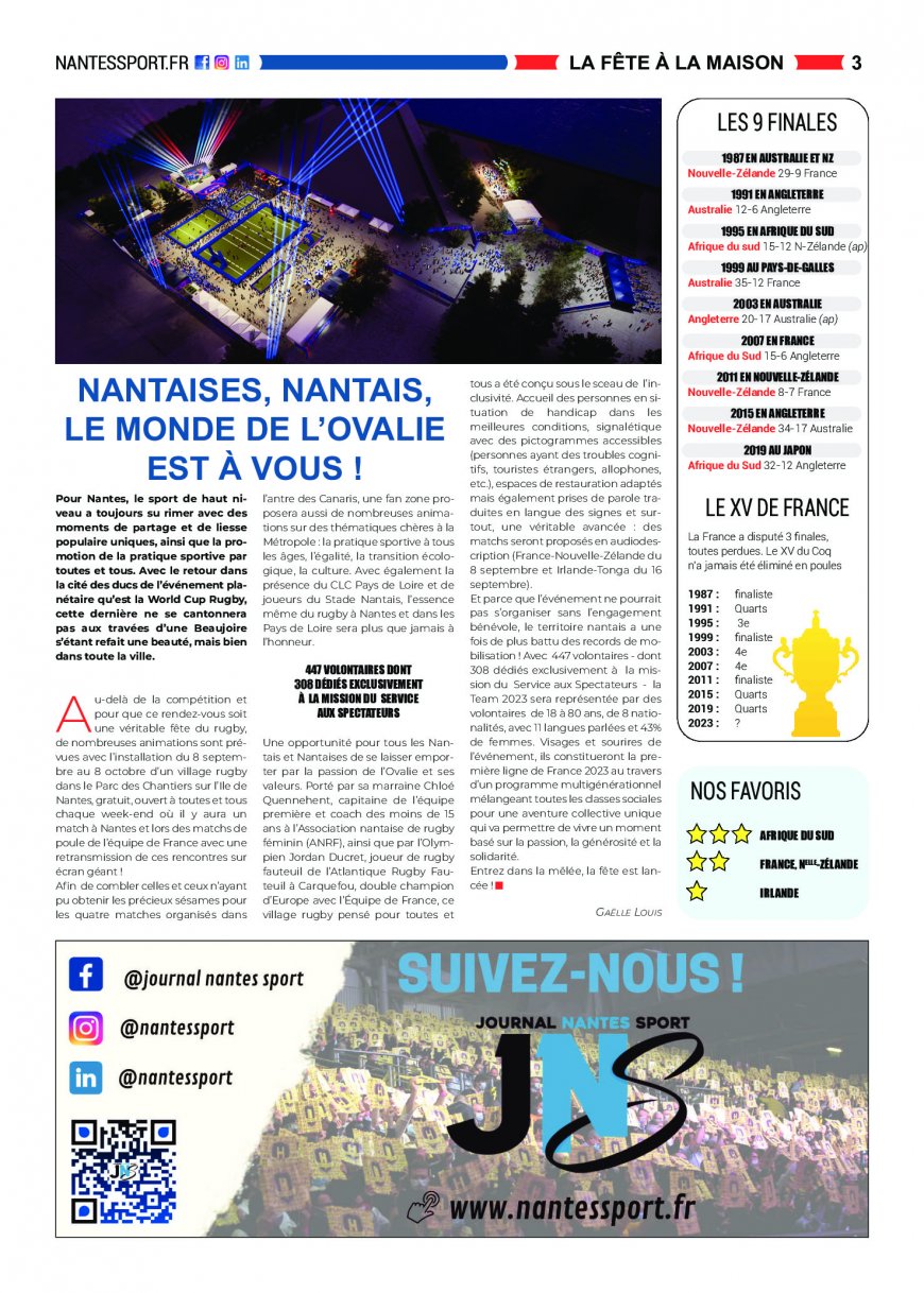 Cahier spécial de 20 pages sur le Coupe du Monde de Rugby